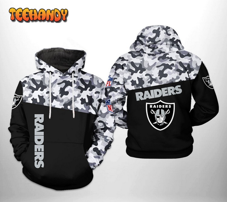 Oakland Raiders NFL Camo Veteran Team 3D Printed Hoodie