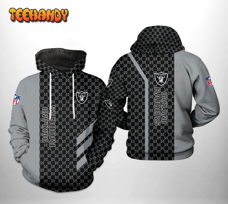 Oakland Raiders NFL Team Pattern Mix 3D Printed Hoodie