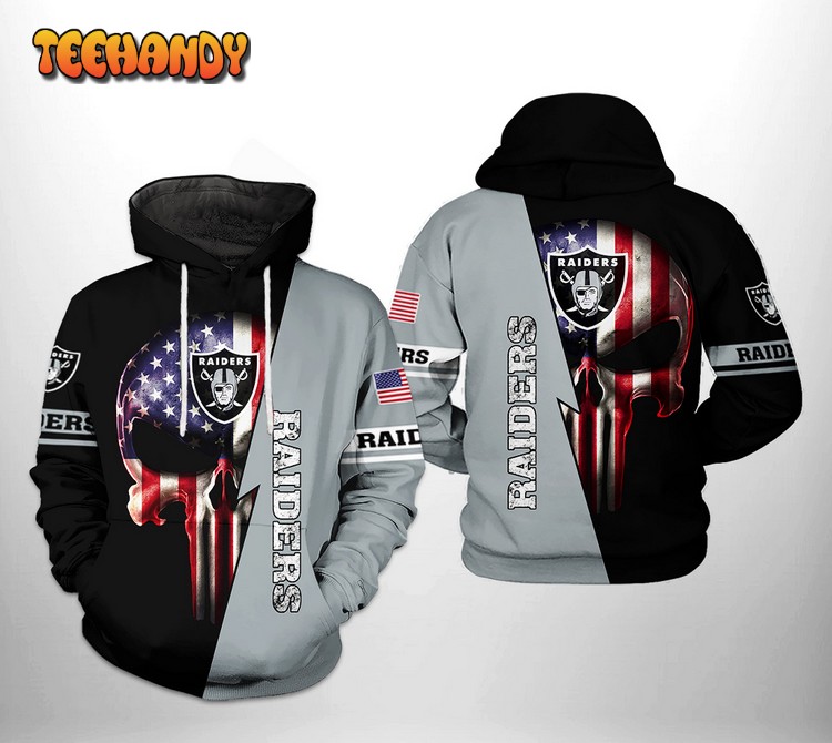 Oakland Raiders NFL US Flag Skull Team 3D Printed Hoodie