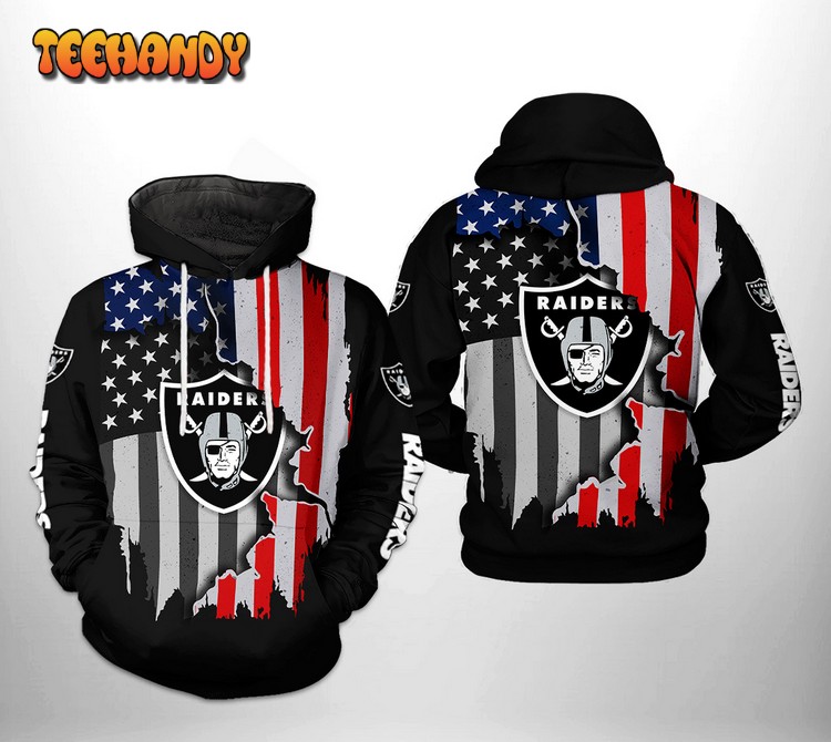 Oakland Raiders NFL US Flag Team 3D Printed Hoodie Zipper Hoodie