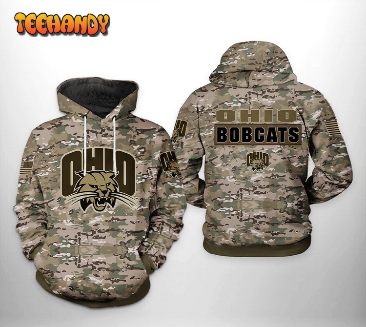 Ohio Bobcats NCAA Camo Veteran 3D Printed Hoodie Zipper Hoodie