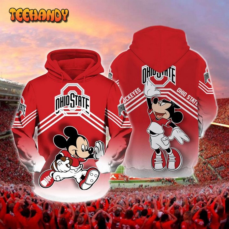 Ohio State Buckeyes Mickey 3D Printed Hoodie Zipper Hoodie