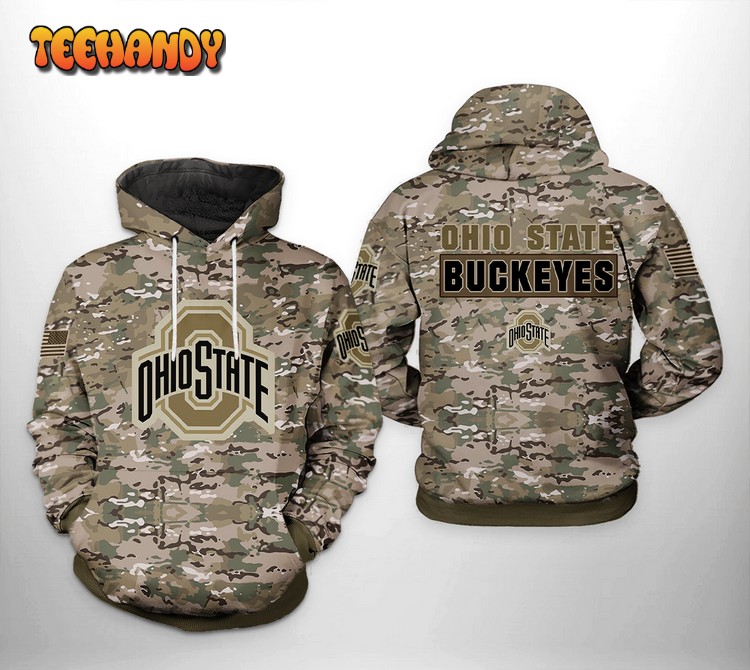 Ohio State Buckeyes NCAA Camo Veteran 3D Printed Hoodie