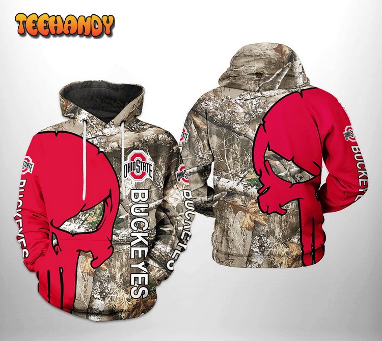 Ohio State Buckeyes NCAA Camo Veteran Hunting 3D Printed Hoodie