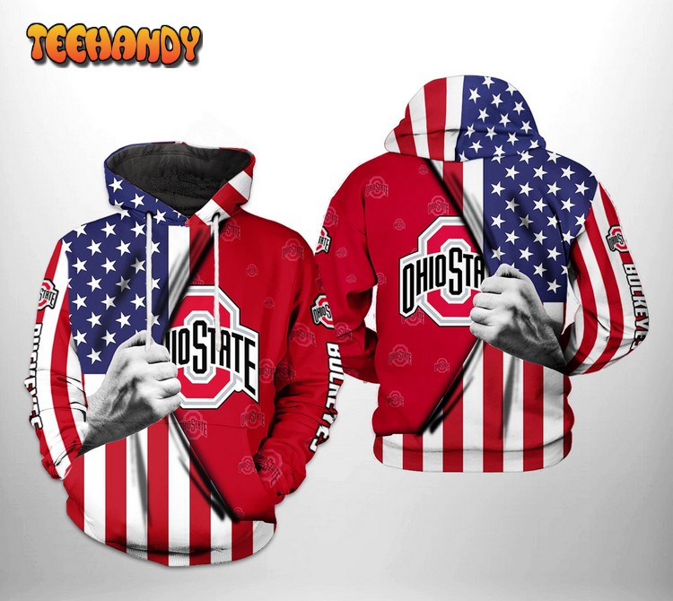 Ohio State Buckeyes NCAA US Flag 3D Printed HoodieZipper Hoodie