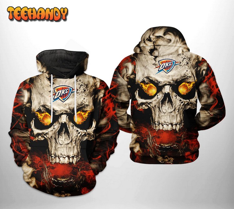 Oklahoma City Thunder NBA Skull 3D Printed Hoodie Zipper Hoodie