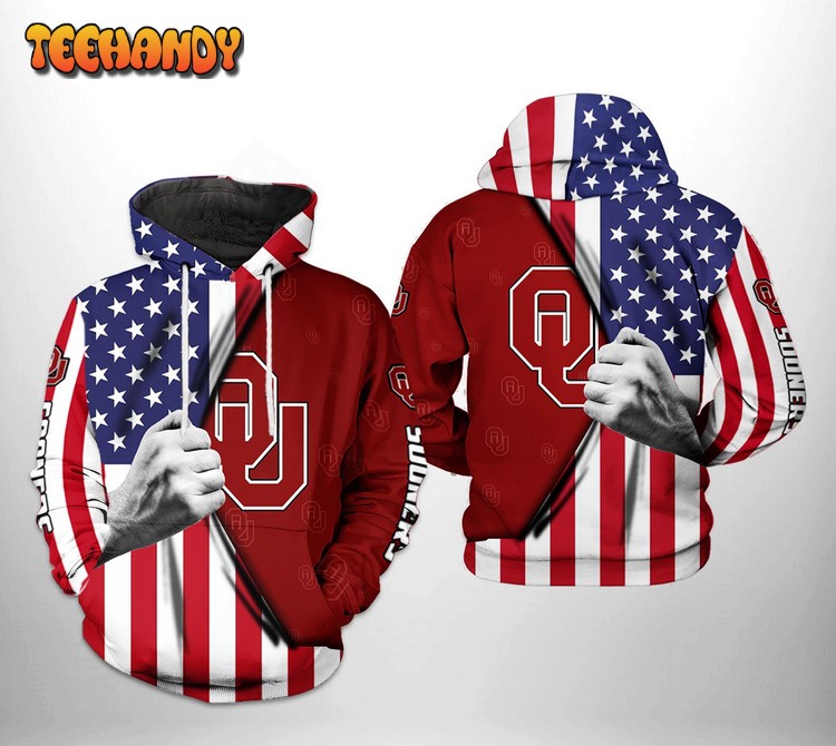 Oklahoma Sooners NCAA US Flag 3D Printed HoodieZipper Hoodie