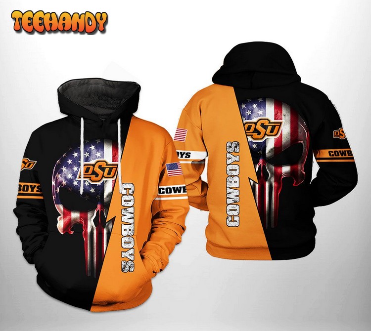 Oklahoma State Cowboys NCAA US Flag Skull 3D Printed Hoodie