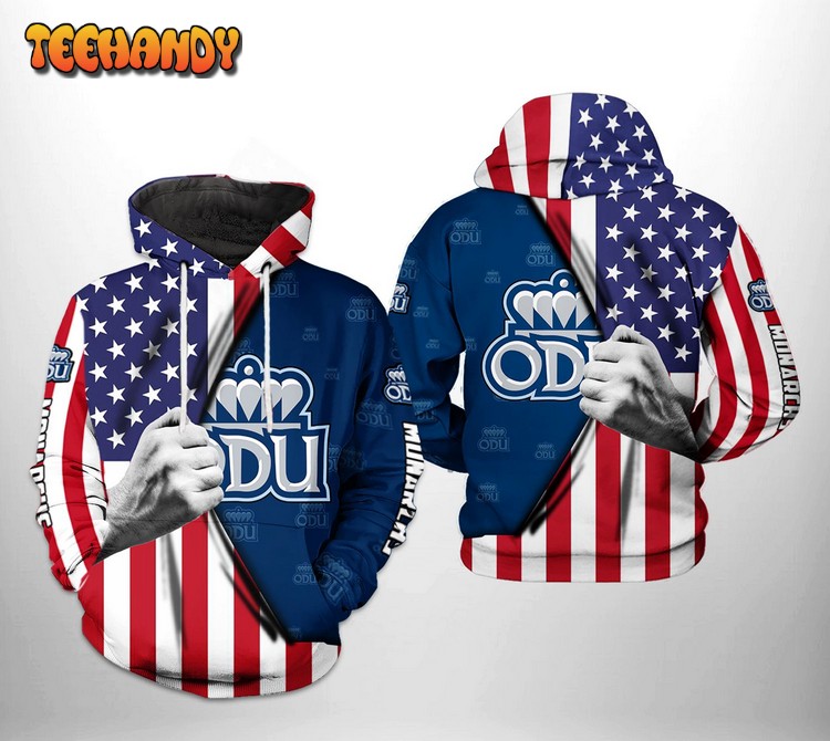 Old Dominion Monarchs NCAA US Flag 3D Printed Hoodie Zipper Hoodie