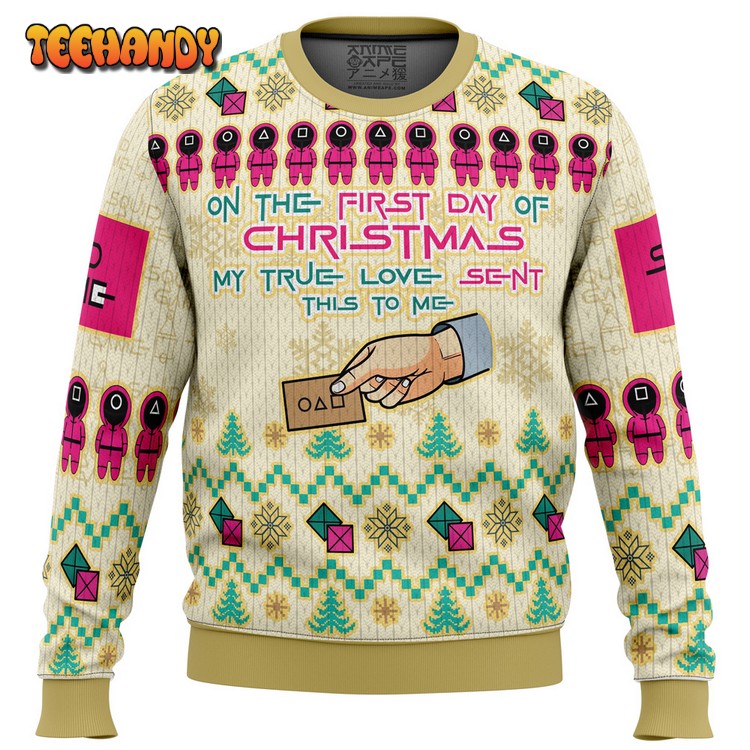 On the First Day of Christmas Squid Game Christmas Sweater