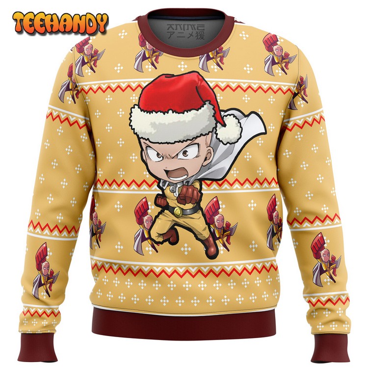 One Punch Chibi Saitama Ugly Christmas Sweater