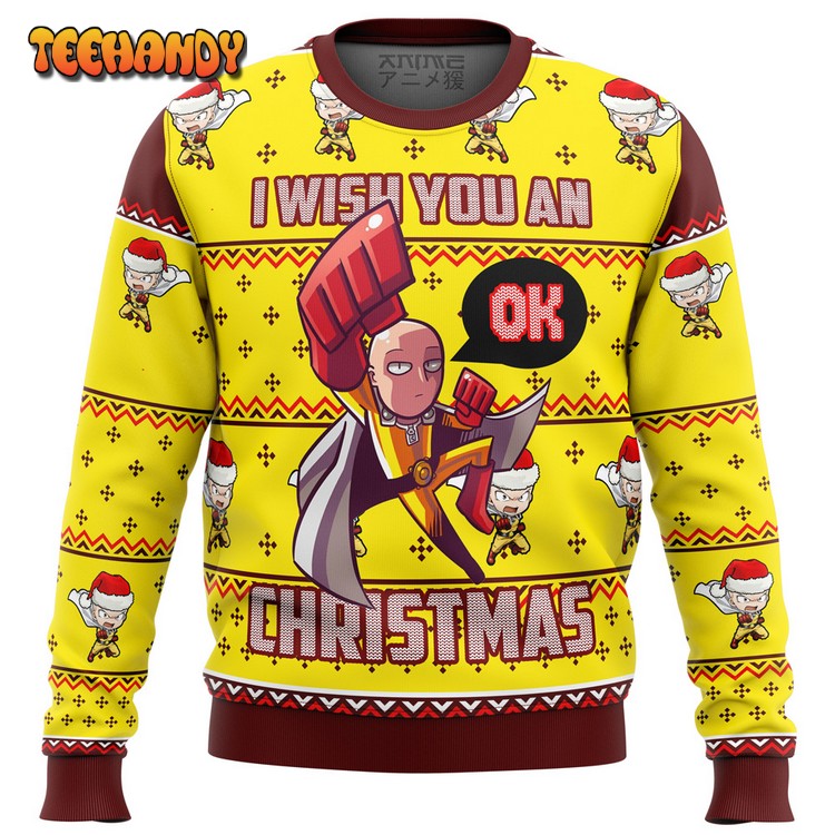 One Punch Saitama Ok Ugly Christmas Sweater