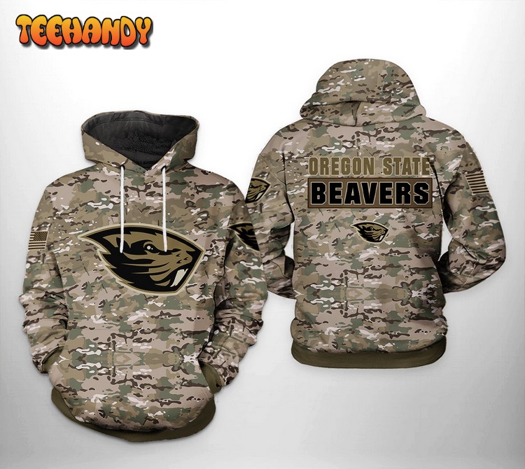 Oregon State Beavers NCAA Camo Veteran 3D Printed Hoodie