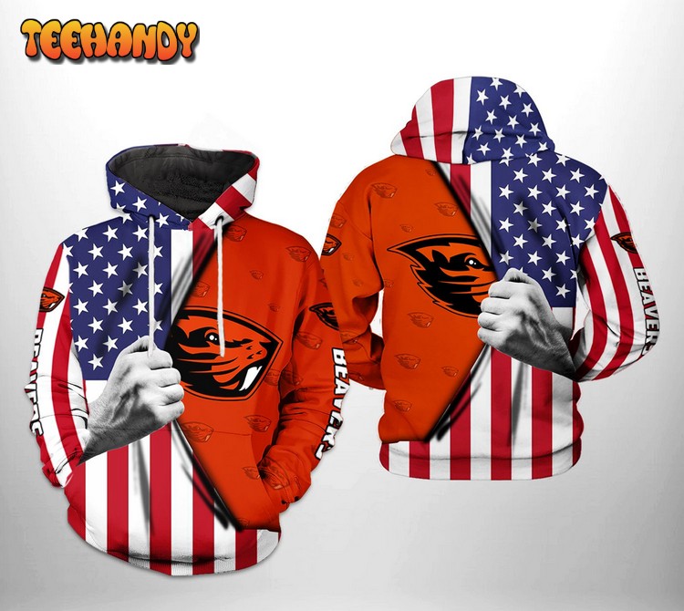 Oregon State Beavers NCAA US Flag 3D Printed Hoodie Zipper Hoodie