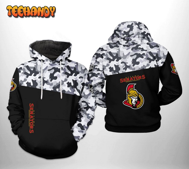 Ottawa Senators NHL Camo Veteran 3D Printed Hoodie