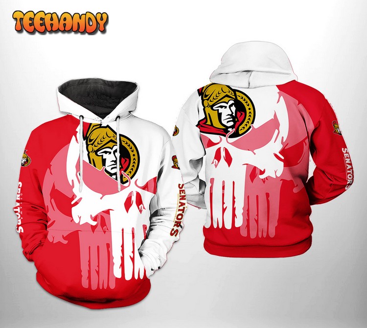 Ottawa Senators NHL Team Skull 3D Printed Hoodie