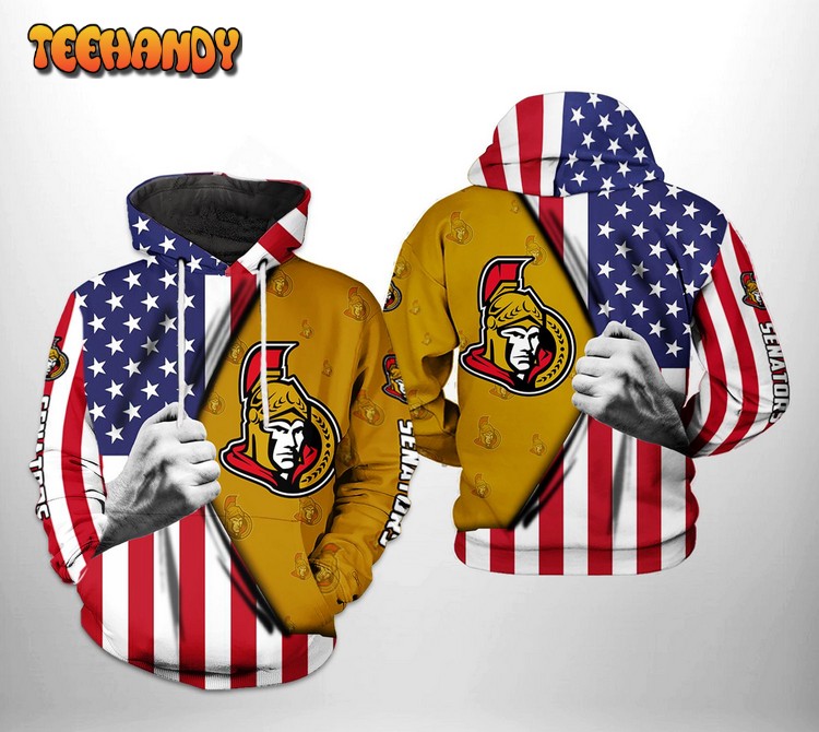 Ottawa Senators NHL US FLag 3D Printed Hoodie Zipper Hoodie