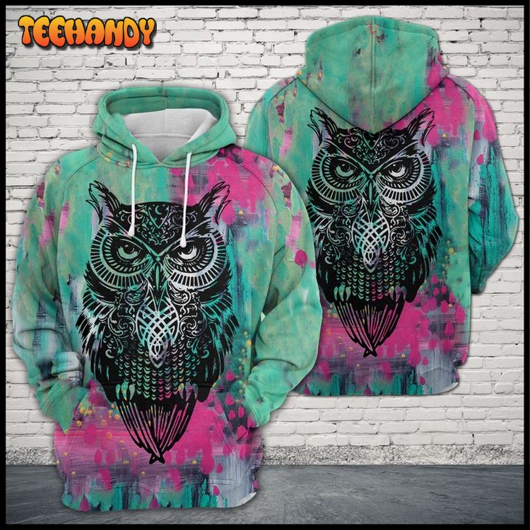 Owl Colorful 3D Printed Hoodie Zipper Hoodie