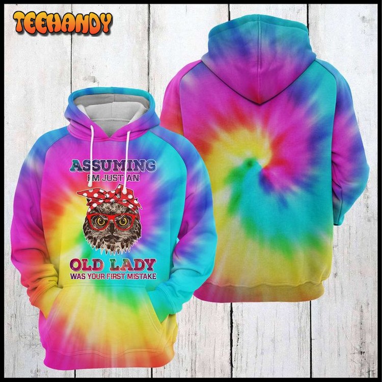 Owl Lady Tie Dye 3D Printed Hoodie Zipper Hoodie