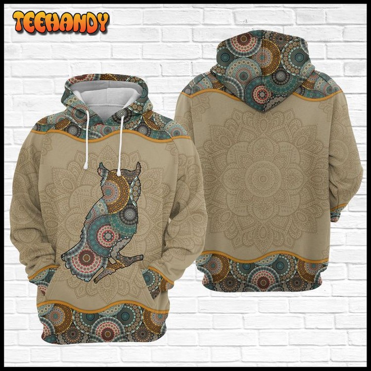 Owl Mandala 3D Printed Hoodie Zipper Hoodie