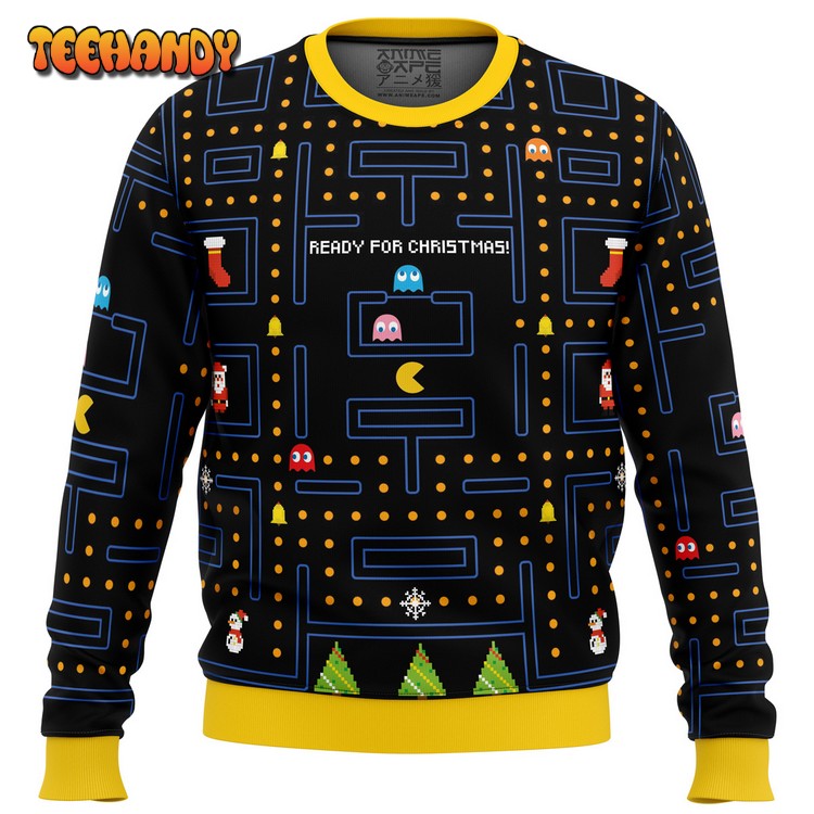 Pac Man Ready for Christmas Ugly Christmas Sweater