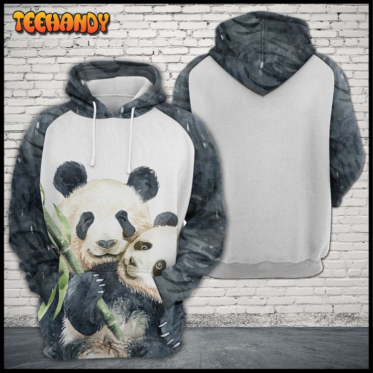 Panda Family 3D Printed Hoodie Zipper Hoodie