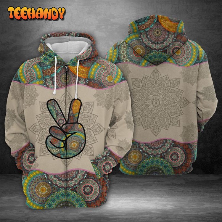 Peace Sign 3D Printed Hoodie Zipper Hoodie