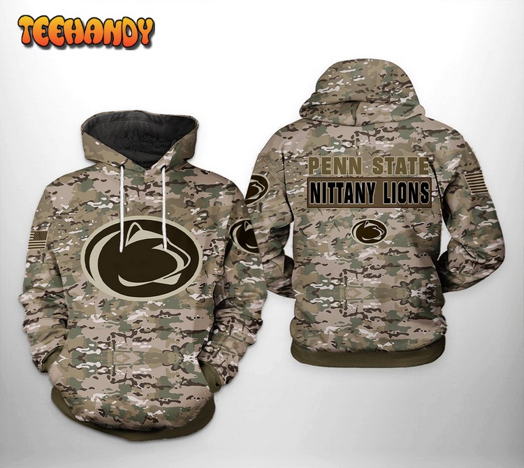 Penn State Nittany Lions NCAA Camo Veteran 3D Printed Hoodie