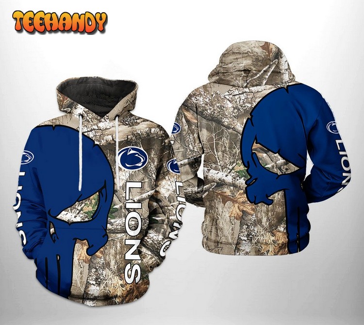 Penn State Nittany Lions NCAA Camo Veteran Hunting 3D Hoodie