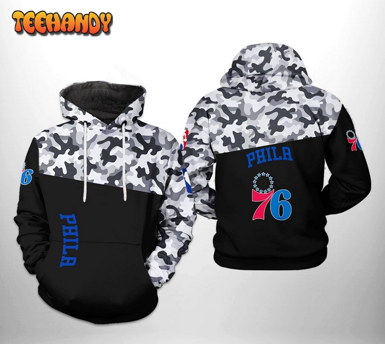 Philadelphia 76ers NBA Camo Veteran Team 3D Printed Hoodie