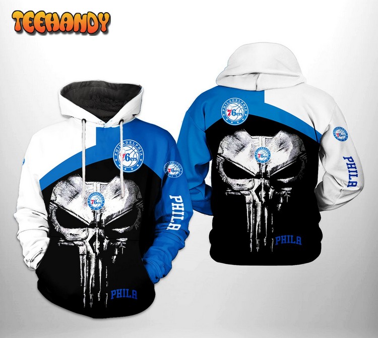 Philadelphia 76ers NBA Skull Punisher Team 3D Printed Hoodie