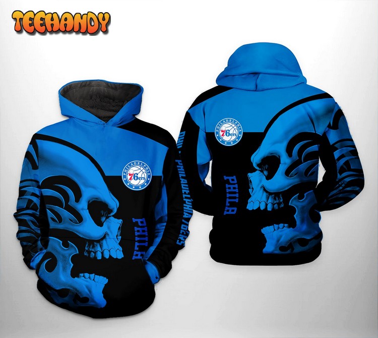 Philadelphia 76ers NBA Skull Team 3D Printed Hoodie Zipper Hoodie