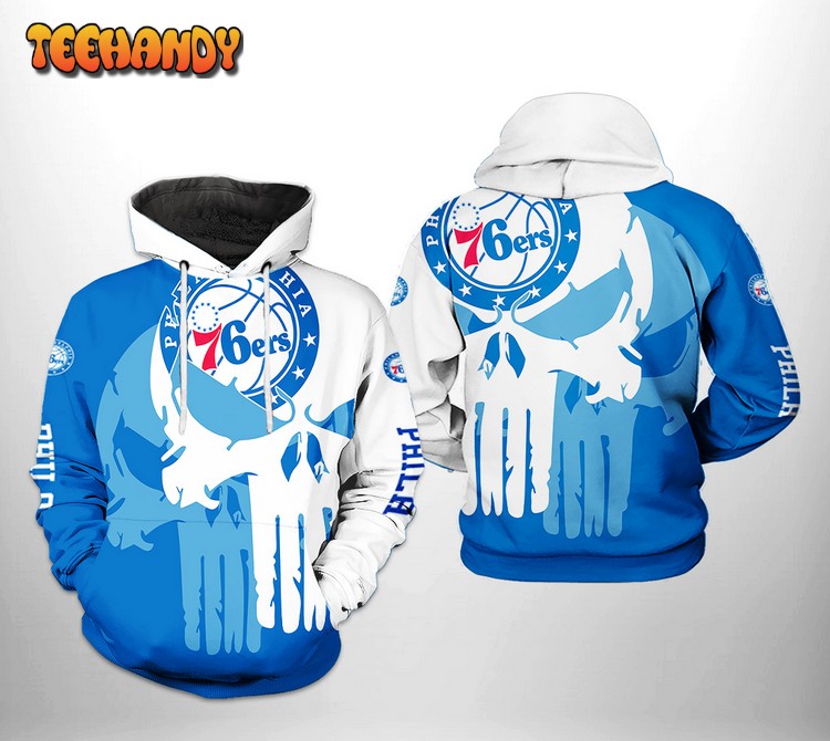 Philadelphia 76ers NBA Team Skull 3D Printed Hoodie Zipper Hoodie