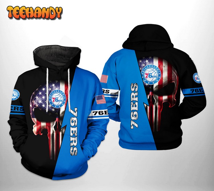 Philadelphia 76ers NBA US Flag Skull Team 3D Printed Hoodie