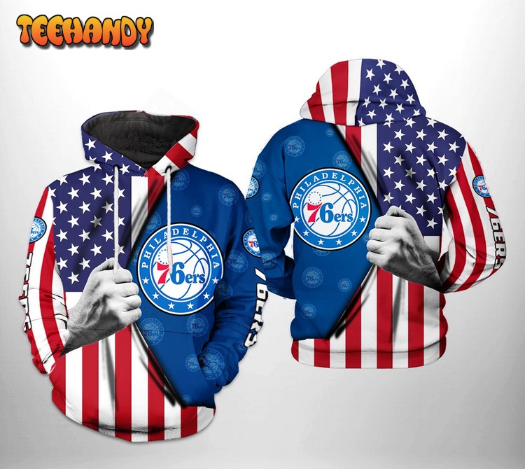 Philadelphia 76ers NBA US Flag Team 3D Printed Hoodie