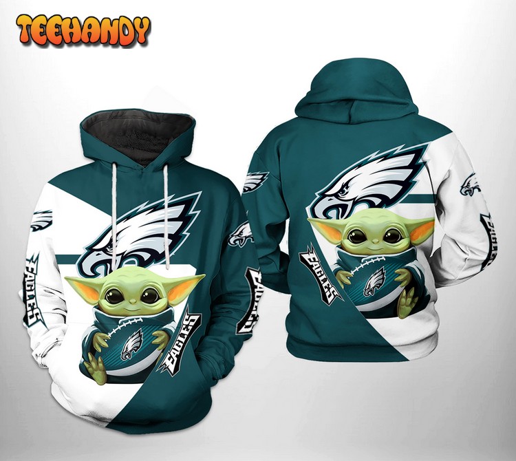 Philadelphia Eagles NFL Baby Yoda Team 3D Printed Hoodie