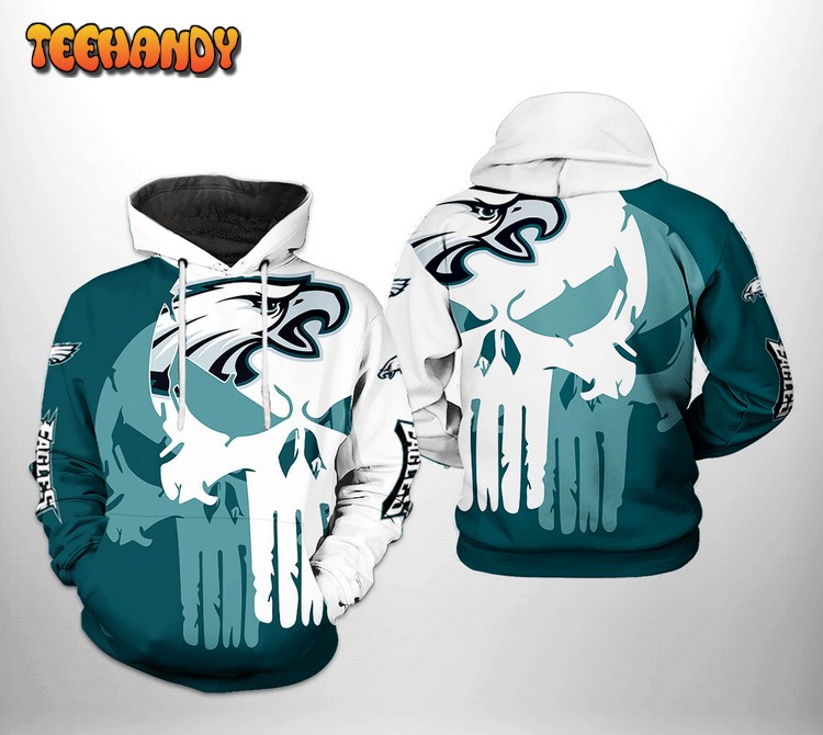 Philadelphia Eagles NFL Team Skull 3D Printed Hoodie