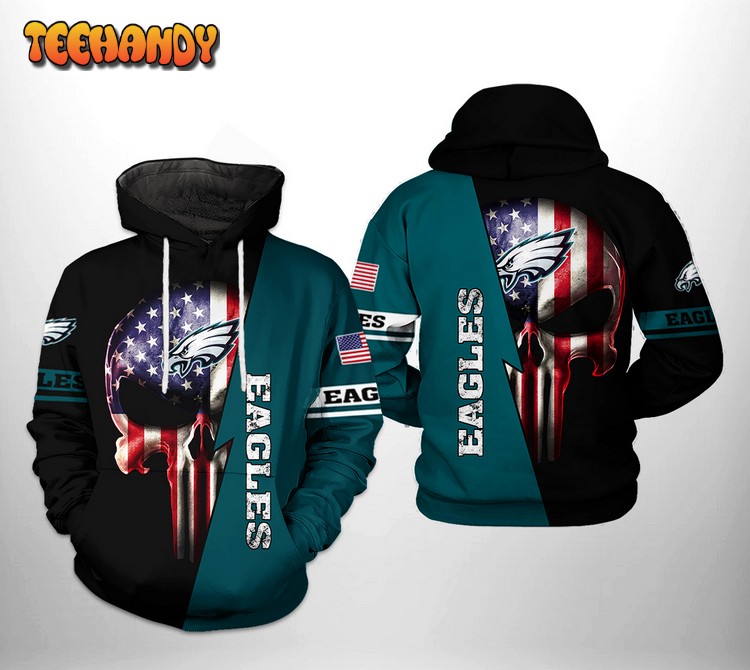 Philadelphia Eagles NFL US Flag Skull Team 3D Printed Hoodie