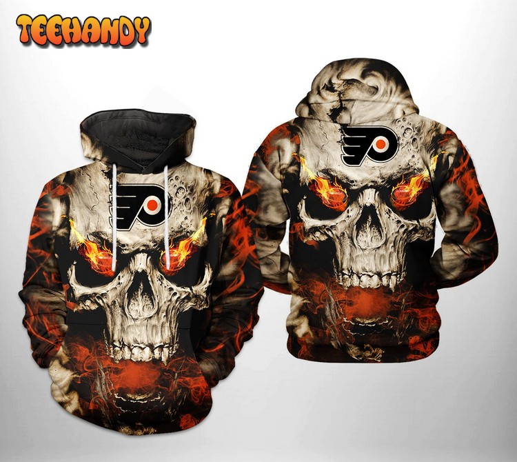 Philadelphia Flyers NHL Skull 3D Printed Hoodie Zipper Hoodie