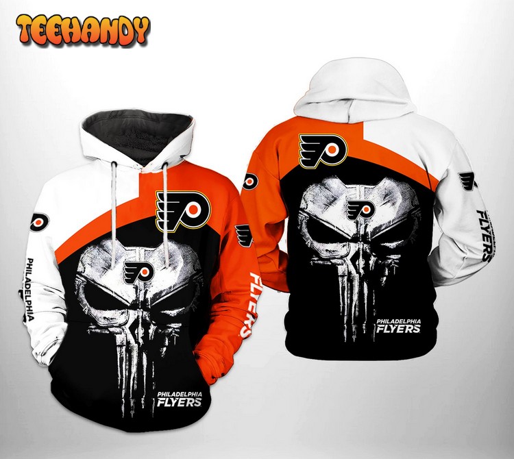 Philadelphia Flyers NHL Skull Punisher 3D Printed Hoodie