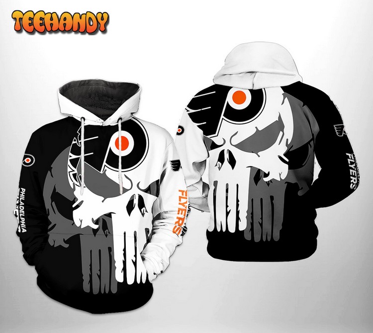 Philadelphia Flyers NHL Team Skull 3D Printed Hoodie Zipper Hoodie