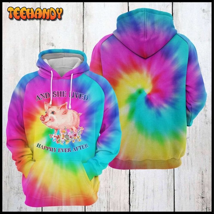 Pig Happy Tie Dye 3D Printed Hoodie Zipper Hoodie