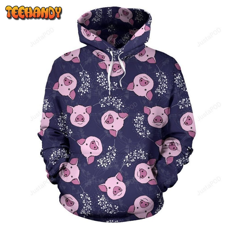 Pig Pattern Print All Over Graphic 3D Hoodie