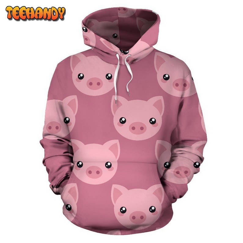 Pig Print Pattern All Over Graphic 3D Hoodie