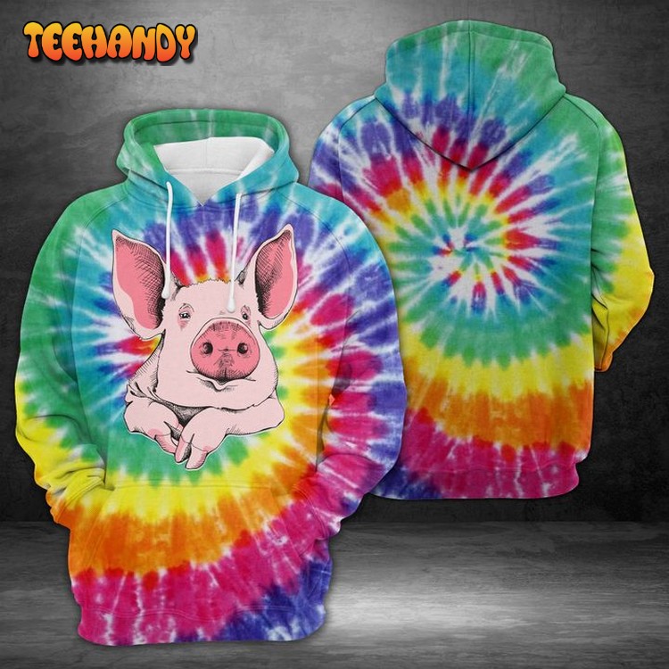 Pig Tie Dye 3D Printed Hoodie Zipper Hoodie