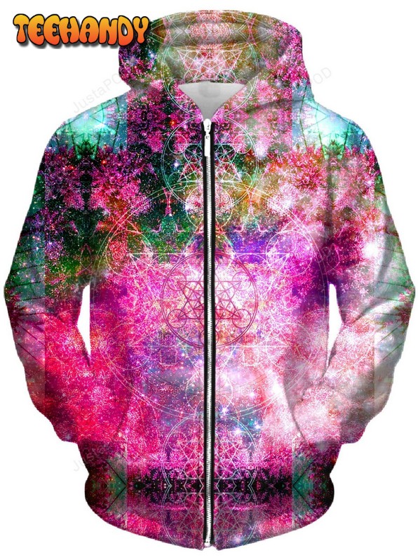 Pineal Metatron Galaxy Unisex Zip-Up 3D Hoodie