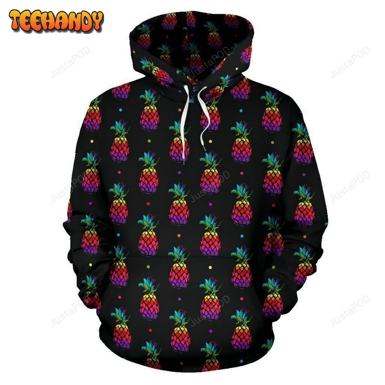 Pineapple Rainbow Dot Print Pullover 3D Hoodie