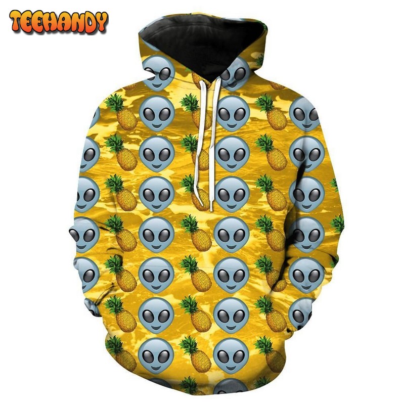 Pineapples Aliens Emoji 3D Hoodie