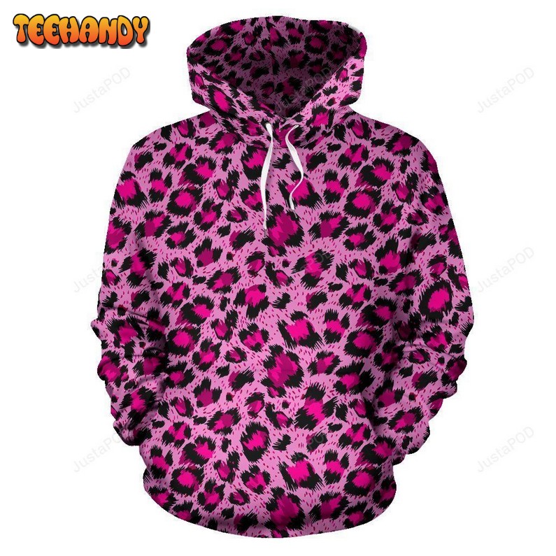 Pink Cheetah Leopaword Pattern Print All Over Graphic 3D Hoodie