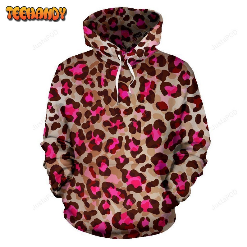 Pink Dot Cheetah Leopaword Pattern Print All Over Graphic 3D Hoodie